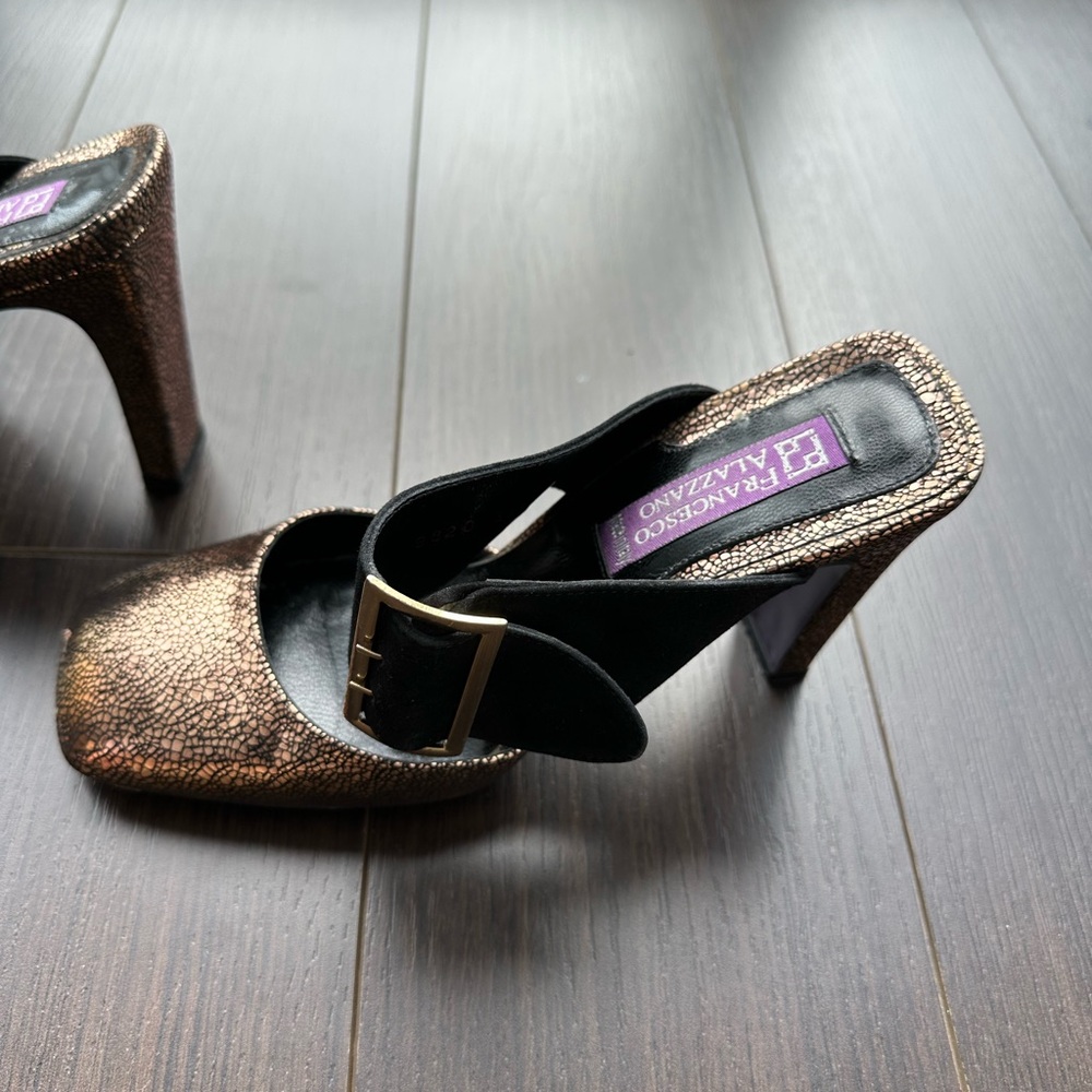 Women's Black and Gold Heels